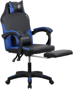 Кресло игровое Оклик Cooldown черный/синий сиденье черный/синий искусственная кожа с подголов. крестов. пластик черный подст.для ног - купить недорого с доставкой в интернет-магазине
