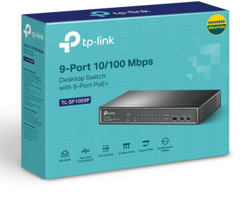 Коммутатор TP-Link TL-SF1009P 9x100Мбит/с 8PoE+ 65W неуправляемый - купить недорого с доставкой в интернет-магазине