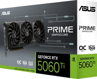 Видеокарта Asus PCI-E 5.0 PRIME-RTX5060TI-O16G NVIDIA GeForce RTX 5060TI 16Gb 128bit GDDR7 2617/28000 HDMIx1 DPx3 HDCP Ret - купить недорого с доставкой в интернет-магазине