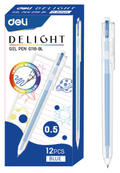 Ручка гелев. Deli Delight EG118-BL прозрачный син. черн. линия 0.5мм - купить недорого с доставкой в интернет-магазине