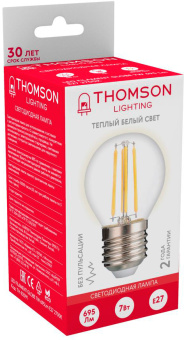 Лампа филам. Thomson Filament TH-B2091 7Вт цок.:E27 шар 220B св.свеч.бел.теп. Globe (упак.:1шт) - купить недорого с доставкой в интернет-магазине