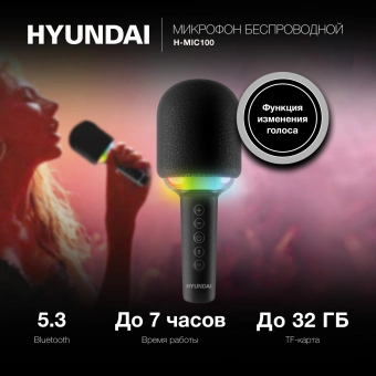 Микрофон беспроводной Hyundai H-MIC100 черный - купить недорого с доставкой в интернет-магазине