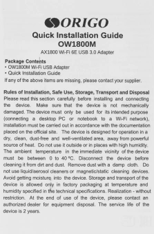 Сетевой адаптер Wi-Fi Origo OW1800M OW1800M/A1A AX1800 USB 3.0 (ант.внеш.несъем.) 2ант. - купить недорого с доставкой в интернет-магазине