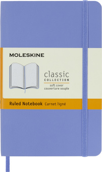 Блокнот Moleskine CLASSIC SOFT QP611B42 Pocket 90x140мм 192стр. линейка мягкая обложка голубая гортензия - купить недорого с доставкой в интернет-магазине