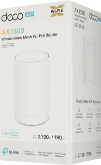 Бесшовный Mesh роутер TP-Link Deco X10-4G (DECO X10-4G(1-PACK)) AX1500 10/100/1000BASE-TX/4G cat.6 белый - купить недорого с доставкой в интернет-магазине