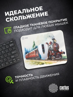 Коврик для мыши Cactus Locomotive рисунок 400x300x3мм (CS-MP-PRO17XL) - купить недорого с доставкой в интернет-магазине