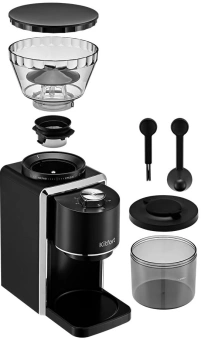 Кофемолка Kitfort КТ-787 200Вт сист.помол.:жернова вместим.:250гр черный/серебристый - купить недорого с доставкой в интернет-магазине