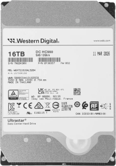 Жесткий диск WD SAS 3.0 16TB 0F38357 WUH721816AL5204 Ultrastar DC HC550 4KN (7200rpm) 512Mb 3.5" - купить недорого с доставкой в интернет-магазине