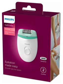 Эпилятор Philips BRE245/00 скор.:2 насад.:2 от электр.сети белый/мятный - купить недорого с доставкой в интернет-магазине