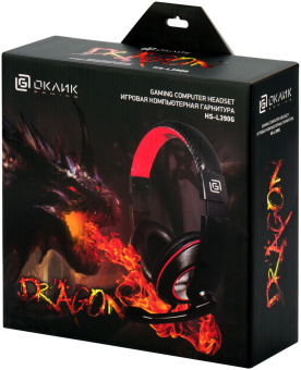 Наушники с микрофоном Оклик HS-L390G DRAGON черный/красный 1.8м мониторные оголовье (1100413) - купить недорого с доставкой в интернет-магазине