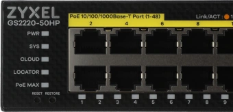 Коммутатор Zyxel GS2220-50HP-EU0101F (L2) 44x1Гбит/с 4xКомбо(1000BASE-T/SFP) 2SFP 48PoE+ 375W управляемый - купить недорого с доставкой в интернет-магазине