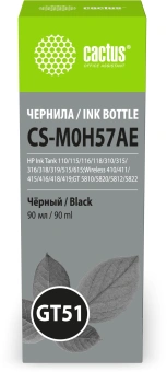 Чернила Cactus CS-M0H57AE GT51 черный 90мл для HP Ink Tank 110/115/116/118/310/315/316/318/319/515/615;Wireless 410/411/415/416/418/419;GT5810/5820/5812/5822 - купить недорого с доставкой в интернет-магазине