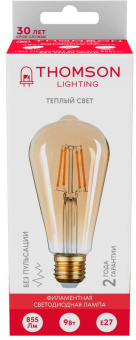 Лампа филам. Thomson Filament TH-B2130 9Вт цок.:E27 эдисон 220B св.свеч.бел.теп. ST64 (упак.:1шт) - купить недорого с доставкой в интернет-магазине