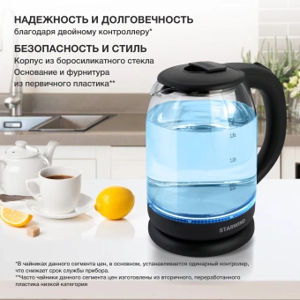Чайник электрический Starwind SKG1779 1.8л. 1700Вт прозрачный/черный корпус: стекло - купить недорого с доставкой в интернет-магазине