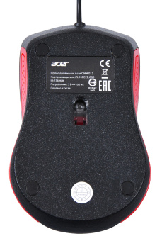 Мышь Acer OMW012 черный/красный оптическая (1200dpi) USB (3but) - купить недорого с доставкой в интернет-магазине