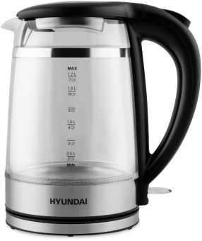 Чайник электрический Hyundai HYK-G3036 1.7л. 2200Вт черный/прозрачный корпус: стекло/пластик - купить недорого с доставкой в интернет-магазине