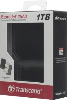 Жесткий диск Transcend USB3.0 1TB TS1TSJ25A3K StoreJet 25A3 2.5" черный - купить недорого с доставкой в интернет-магазине