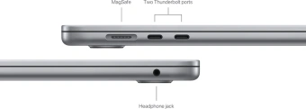 Ноутбук Apple MacBook Air A3114 M3 8 core 16Gb SSD256Gb/10 core GPU 15.3" Liquid Retina (2880x1864) Mac OS grey space WiFi BT Cam (MC9D4LL/A) - купить недорого с доставкой в интернет-магазине