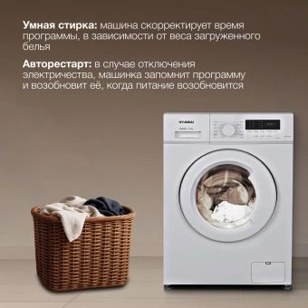 Стиральная машина Hyundai WME6004 класс: A+++ загр.фронтальная макс.:6кг белый инвертор - купить недорого с доставкой в интернет-магазине