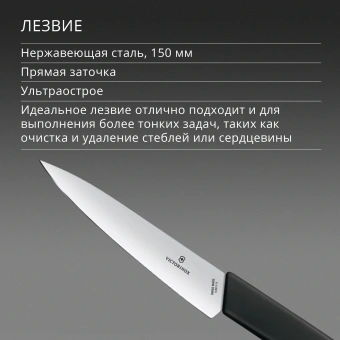 Нож кухонный Victorinox Swiss Modern (6.9013.15B) стальной разделочный лезв.150мм прямая заточка черный блистер - купить недорого с доставкой в интернет-магазине