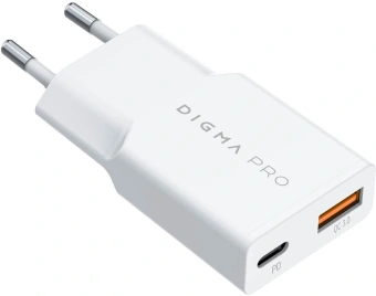 Сетевое зар./устр. Digma Pro DPW3A 30W 3A (PD+QC) USB-C/USB-A универсальное белый (DPW3A3GX11WH) - купить недорого с доставкой в интернет-магазине