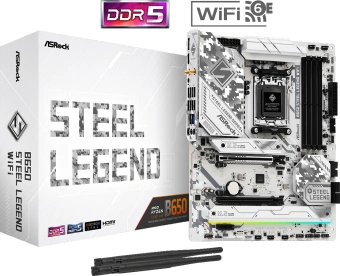 Материнская плата Asrock B650 STEEL LEGEND WIFI Socket AM5 AMD B650 4xDDR5 ATX AC`97 8ch(7.1) 2.5Gg RAID+HDMI+DP - купить недорого с доставкой в интернет-магазине