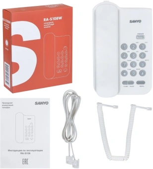 Телефон проводной Sanyo RA-S108W белый - купить недорого с доставкой в интернет-магазине