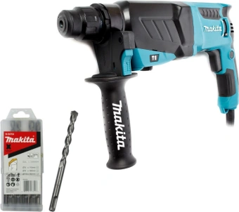 Перфоратор Makita HR2630 + набор буров B-54704 патрон:SDS-plus уд.:2.9Дж 800Вт (кейс в комплекте) - купить недорого с доставкой в интернет-магазине