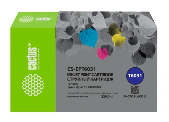 Картридж струйный Cactus CS-EPT6031 T6031 фото черный (220мл) для Epson Stylus PRO 7880/9880 с чипом - купить недорого с доставкой в интернет-магазине
