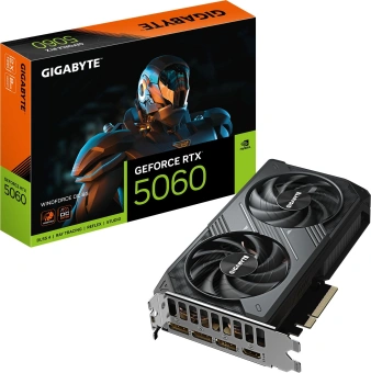 Видеокарта Gigabyte PCI-E 5.0 GV-N5060WF2OC-8GD 1.0 NVIDIA GeForce RTX 5060 8Gb 128bit GDDR7 2497/28000 HDMIx1 DPx3 HDCP Ret - купить недорого с доставкой в интернет-магазине