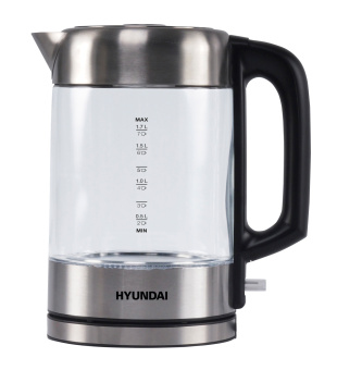 Чайник электрический Hyundai HYK-G6405 1.7л. 2200Вт черный/серебристый (корпус: стекло) - купить недорого с доставкой в интернет-магазине