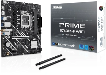 Материнская плата Asus PRIME B760M-F WIFI Soc-1700 Intel B760 2xDDR5 mATX AC`97 8ch(7.1) GbLAN RAID+HDMI+DP - купить недорого с доставкой в интернет-магазине