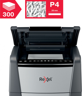 Шредер Rexel Optimum AutoFeed 300X черный с автоподачей (секр.P-4) фрагменты 300лист. 60лтр. скрепки скобы пл.карты - купить недорого с доставкой в интернет-магазине
