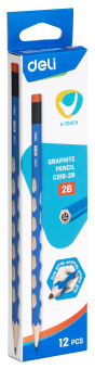 Карандаш ч/г Deli EC016-2B U-Touch 2B трехгран. (12шт) ластик - купить недорого с доставкой в интернет-магазине