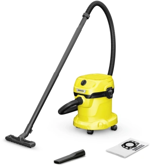 Строительный пылесос Karcher WD 2 V-15/4/18 1000Вт (уборка: сухая/влажная) желтый - купить недорого с доставкой в интернет-магазине