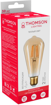 Лампа филам. Thomson Filament TH-B2130 9Вт цок.:E27 эдисон 220B св.свеч.бел.теп. ST64 (упак.:1шт) - купить недорого с доставкой в интернет-магазине