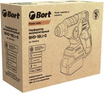 Перфоратор Bort BHD-18LI-0 патрон:SDS-plus уд.:1.7Дж 500Вт аккум. - купить недорого с доставкой в интернет-магазине
