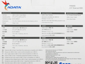 Жесткий диск A-Data USB3.1 2TB AHV620S-2TU31-CBK HV620S 2.5" черный - купить недорого с доставкой в интернет-магазине