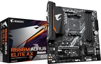 Материнская плата Gigabyte B550M AORUS ELITE AX Soc-AM4 AMD B550 4xDDR4 mATX AC`97 8ch(7.1) GbLAN RAID+DVI+HDMI - купить недорого с доставкой в интернет-магазине