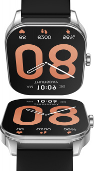 Смарт-часы Amazfit Pop 3S A2318 1.96" AMOLED корп.серебристый рем.черный (1746287) - купить недорого с доставкой в интернет-магазине