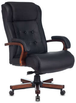 Кресло руководителя Бюрократ T-9926WALNUT черный кожа крестов. металл/дерево - купить недорого с доставкой в интернет-магазине