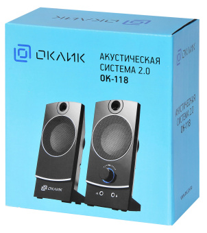 Колонки Оклик OK-118 2.0 черный 4Вт - купить недорого с доставкой в интернет-магазине