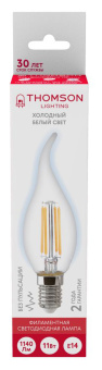 Лампа филам. Thomson Filament TH-B2388 11Вт цок.:E14 свеча 220B св.свеч.бел.хол. Tail Candle (упак.:1шт) - купить недорого с доставкой в интернет-магазине