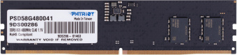 Память DDR5 8GB 4800MHz Patriot PSD58G480041 Signature RTL PC5-38400 CL40 DIMM 288-pin 1.1В single rank Ret - купить недорого с доставкой в интернет-магазине