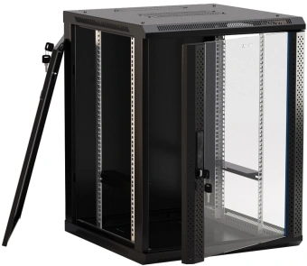 Шкаф коммутационный Hyperline (TWB-2766-GP-RAL9004) настенный 27U 600x600мм пер.дв.стекл 2 бок.пан. 60кг черный 49.9кг 1304мм - купить недорого с доставкой в интернет-магазине