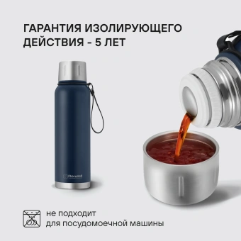 Термос Rondell Promenade RDS-1820 для напитков 1л. синий карт. коробка - купить недорого с доставкой в интернет-магазине