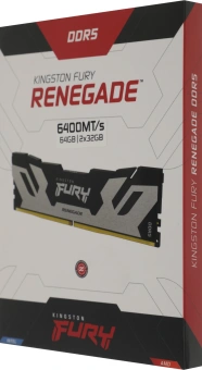 Память DDR5 2x32GB 6400MHz Kingston KF564C32RSK2-64 Fury Renegade Silver XMP RTL Gaming PC5-51200 CL32 DIMM 288-pin 1.4В kit dual rank с радиатором Ret - купить недорого с доставкой в интернет-магазине