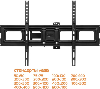 Кронштейн для телевизора Buro MF2 черный 32"-70" макс.35кг настенный поворотно-выдвижной и наклонный - купить недорого с доставкой в интернет-магазине
