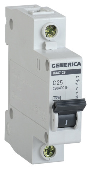 Выключатель автоматический IEK MVA25-1-025-C Generica 25A тип C 4.5kA 1П 230/400В 1мод серый (упак.:1шт) - купить недорого с доставкой в интернет-магазине