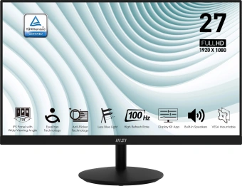 Монитор MSI 27" Pro MP271A черный IPS LED 1ms 16:9 HDMI M/M матовая 300cd 178гр/178гр 1920x1080 100Hz VGA DP FHD 3.9кг - купить недорого с доставкой в интернет-магазине
